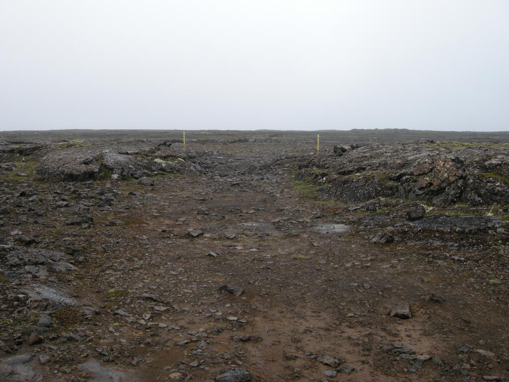 Die Piste am nächsten Morgen bei leichtem Nieselregen