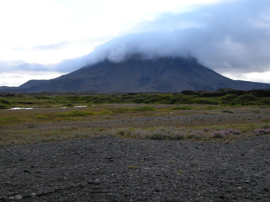 Aussicht vom Campingplatz auf die Herðubreið