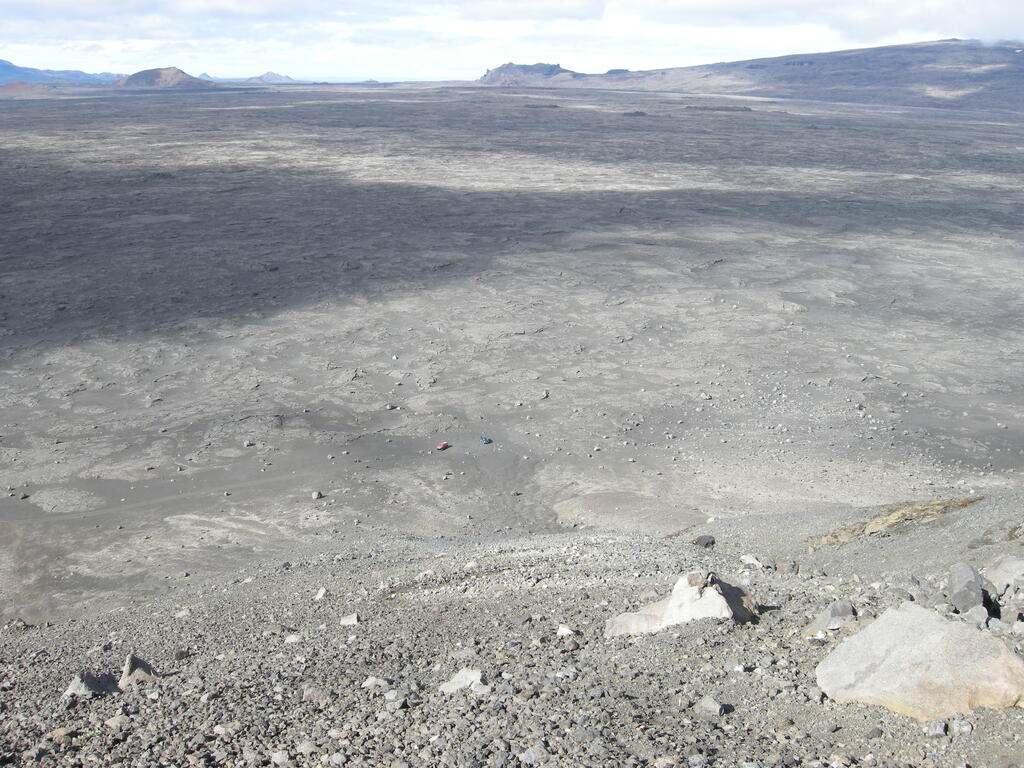 Aufstieg Herðubreið, Rückblick zum Parkplatz