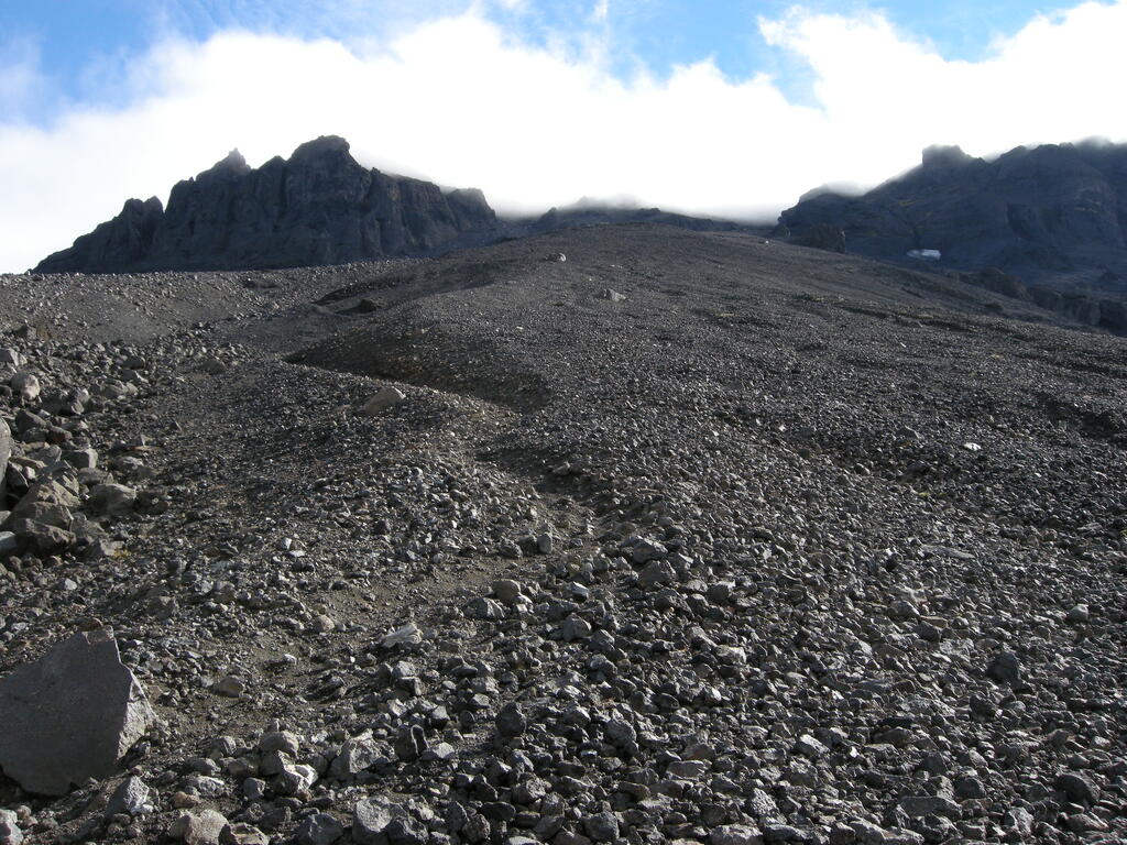Aufstieg Herðubreið, Weg durch den Schotter