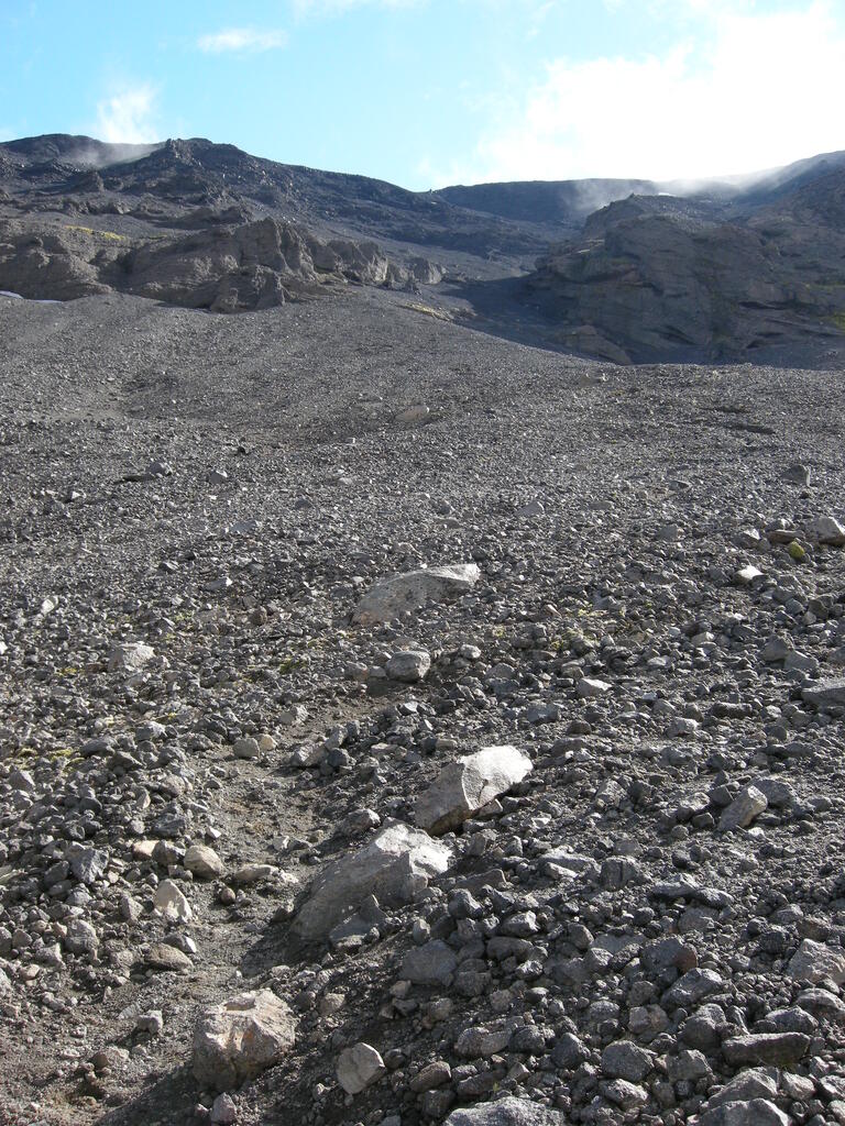 Aufstieg Herðubreið, Weg durch den Schotter