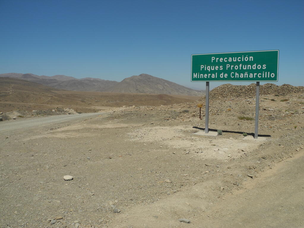 Hinweisschild bei Mineral Chañarcillo