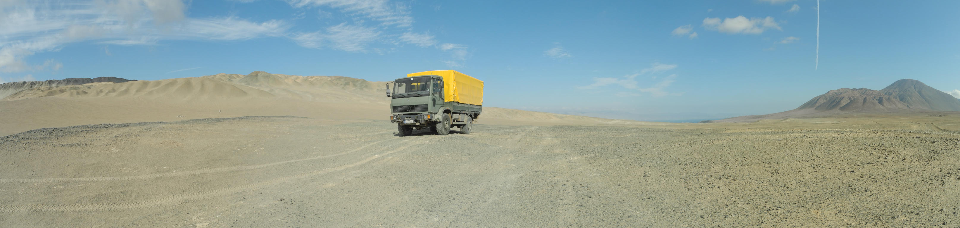 Panorama des Stellplatzes am Cerro Bandurrias (linker Berg)
