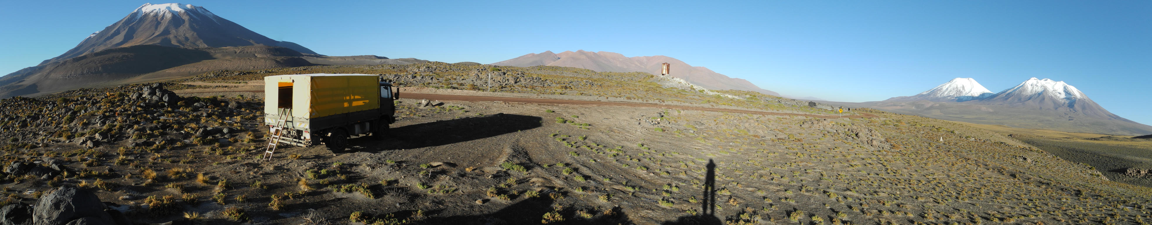 Das Panorama am nächsten Morgen mit von links Paniri, San Pedro und San Pablo